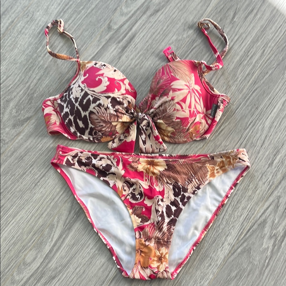 Rosa Faia Pink Floral and Animal Print Bikini